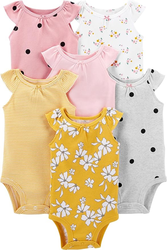 Simple Joys by Carter's Baby Girls' 6-Pack Sleeveless Bodysuit | Amazon (US)
