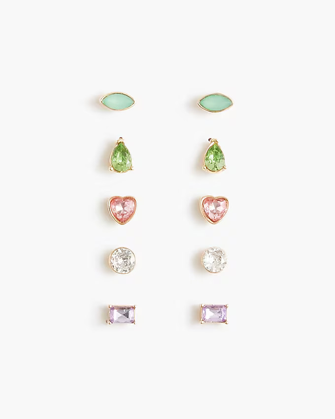 Girls' rainbow gems earrings set-of-five | J.Crew Factory