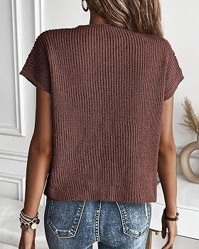 KIRUNDO Womens Spring Fall Cap Sleeve Tops 2024 Summer Casual Crew Neck Lightweight Sweater Vest ... | Amazon (US)