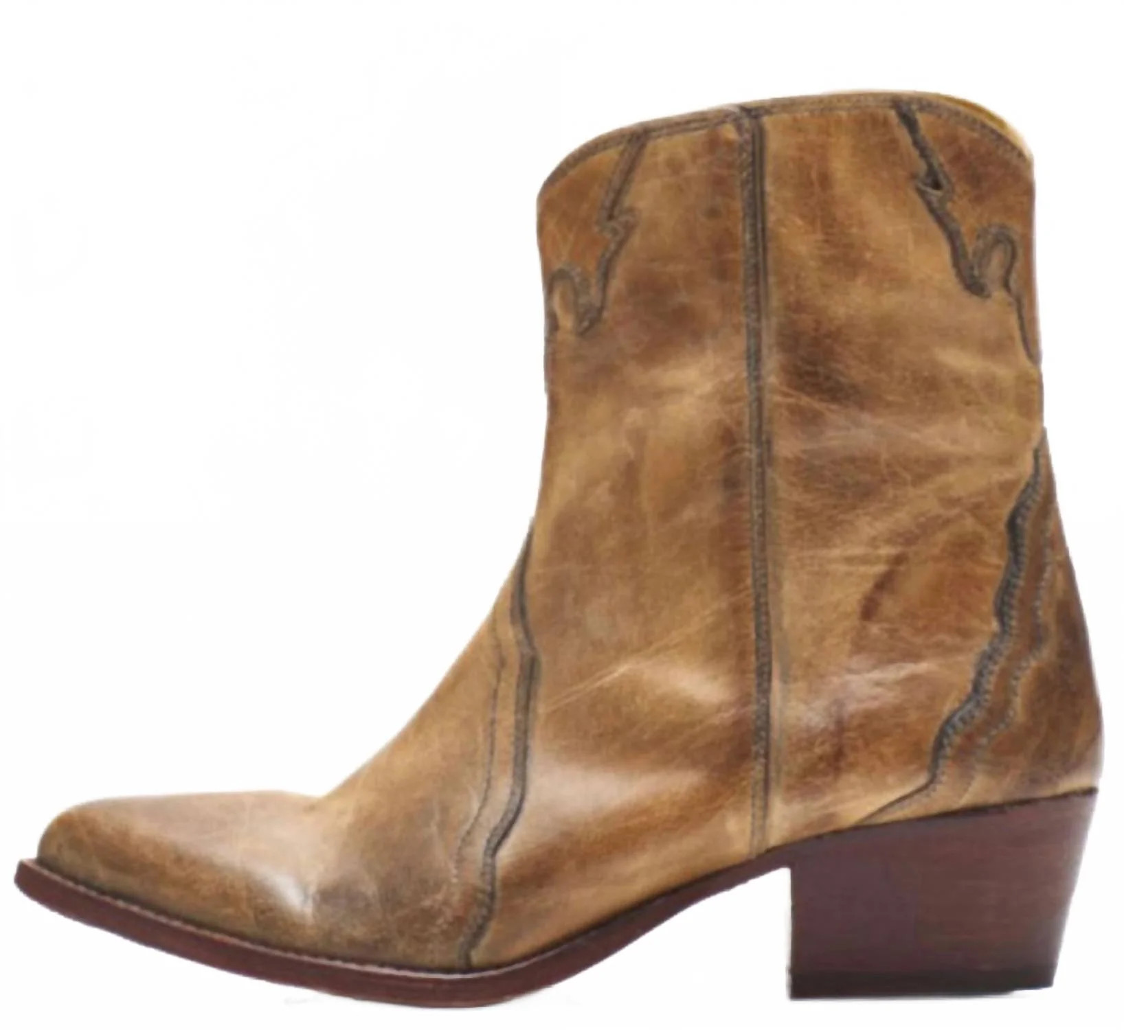 Women's New Frontier Western Boot In Distressed Tan | Shop Simon