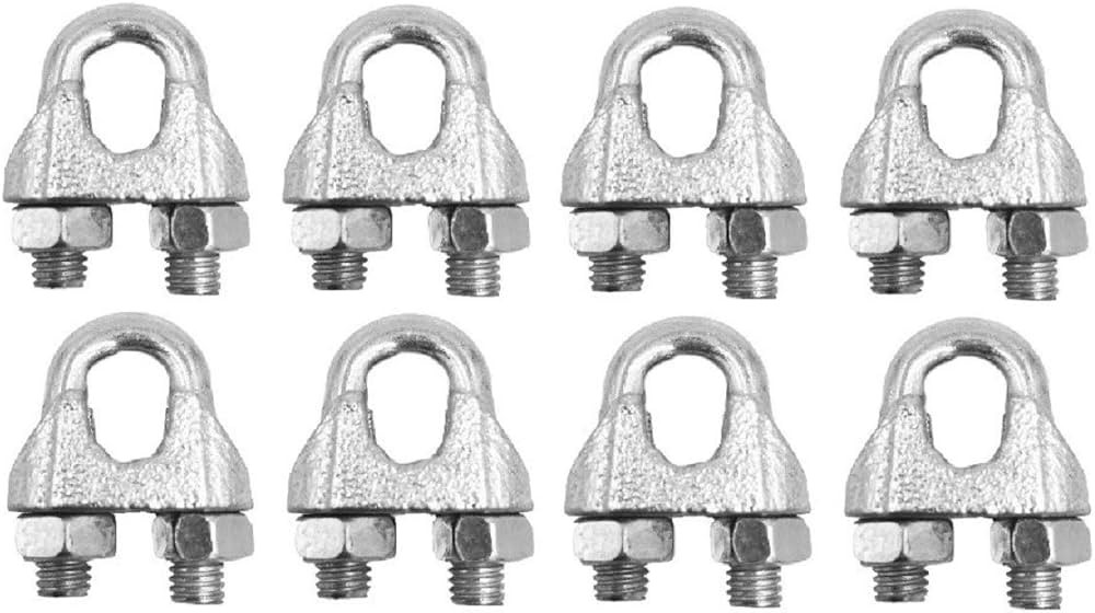 BRUFER PO-06A Wire Rope Clamp Clip for Cables Zinc Plated - 1/2" inch - Bulk Pack of 8 Pieces | Amazon (US)