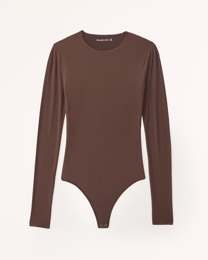 Abercrombie & Fitch Women's Soft Matte Seamless Long-Sleeve Crew Bodysuit in Brown - Size XXS | Abercrombie & Fitch (US)