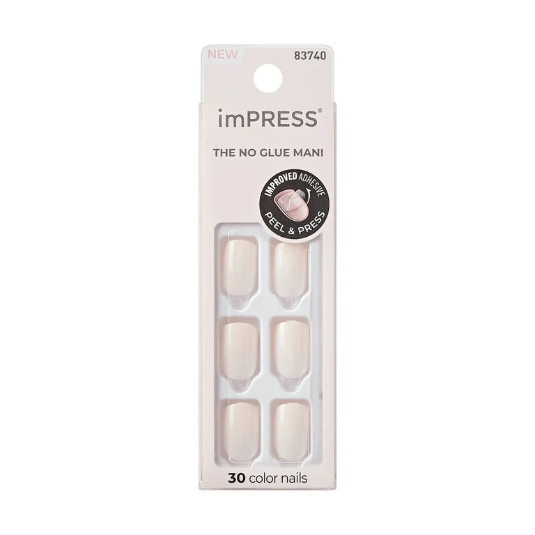 KISS imPRESS Color  Press on Nails, Point Pink, Pink, Short Squoval, 30 Count | Walmart (US)
