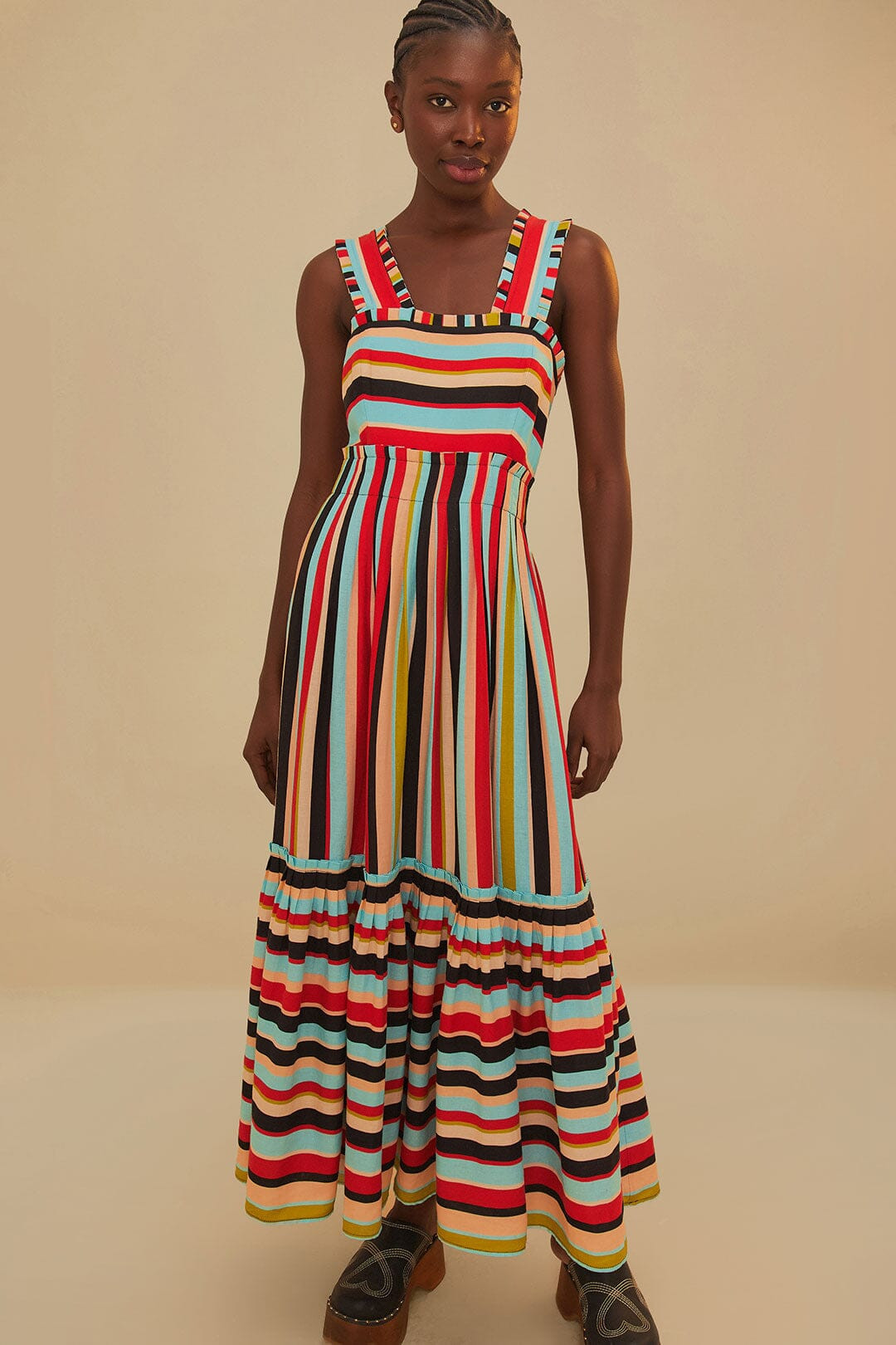 Color Stripes Sleeveless Maxi Dress | FarmRio (US)