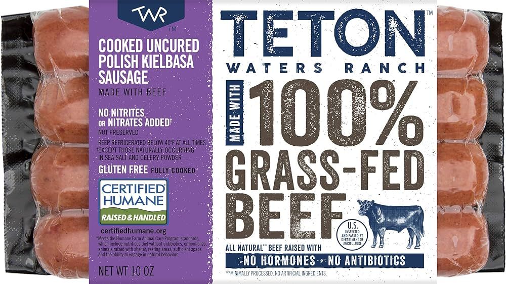 Teton Waters Ranch 100% Grass Fed Beef Polish Sausage, 10 oz | Amazon (US)