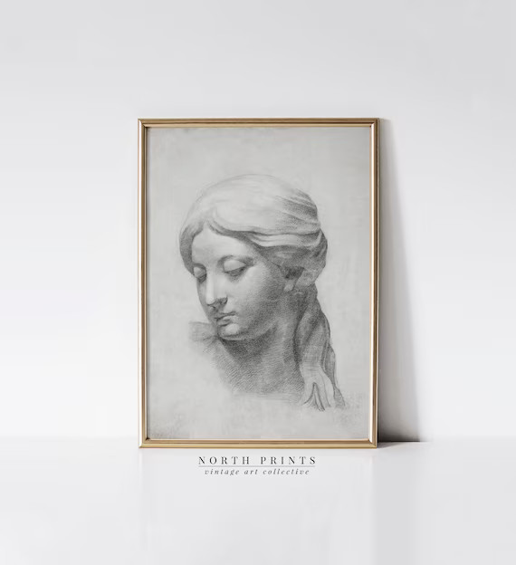 Antique Female Portrait Study  Vintage Sketch Art  Drawing | Etsy | Etsy (US)