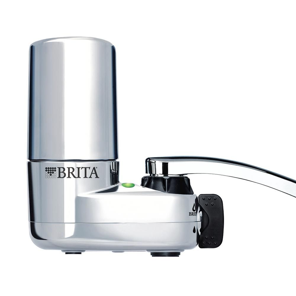 Brita Faucet Mount Water Filtration System in Chrome, BPA Free, Grey | The Home Depot