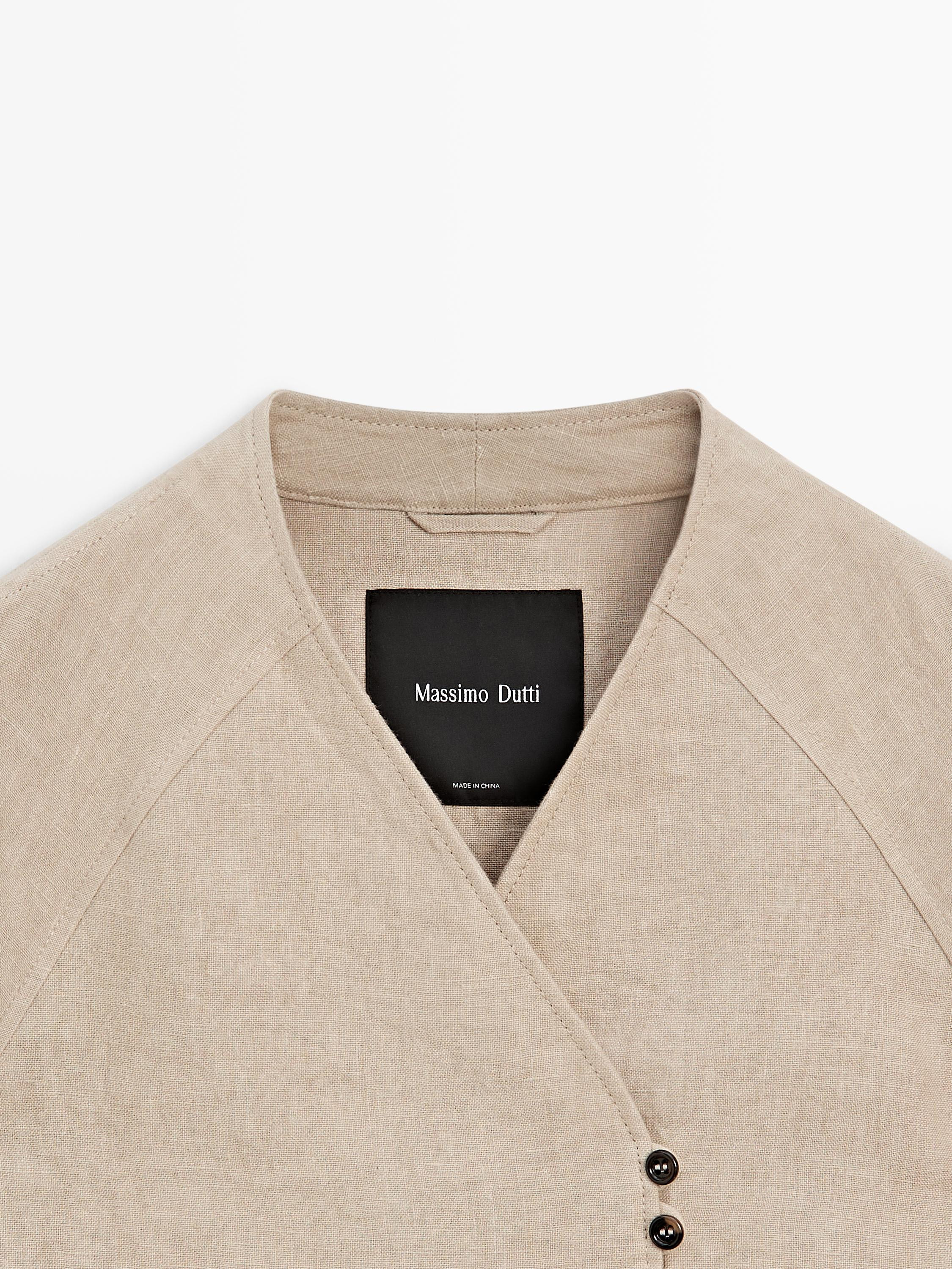Cropped 100% linen jacket | Massimo Dutti UK