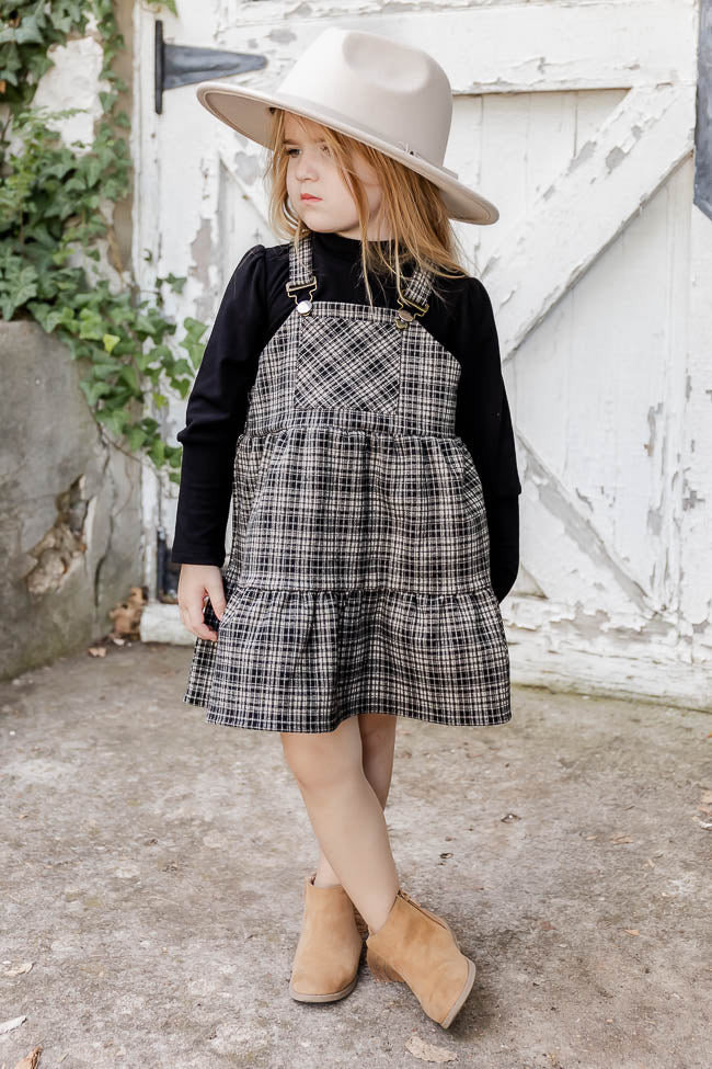 See The Signs Kids Grey Plaid Dress | Pink Lily