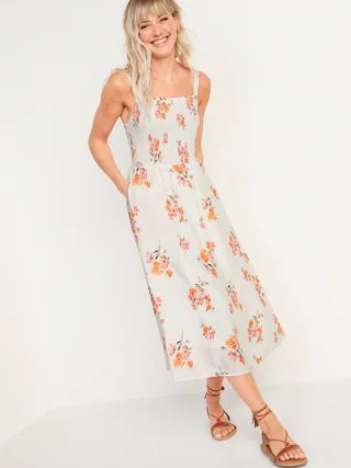 Smocked Fit & Flare Cami Midi Dress for Women | Old Navy (US)