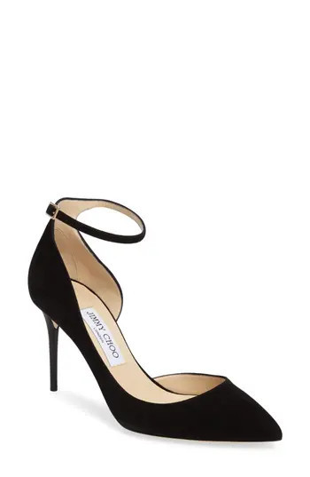Women's Jimmy Choo 'Lucy' Half D'Orsay Pointy Toe Pump, Size 5.5US / 35.5EU - Black | Nordstrom