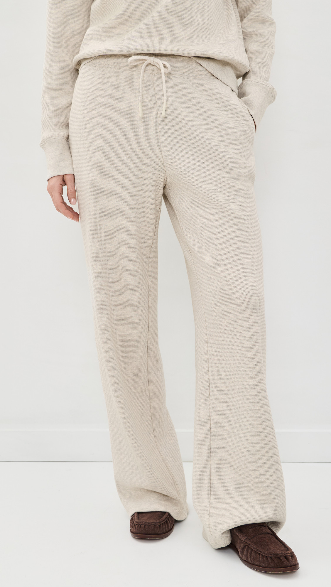 perfectwhitetee Zadie Waffle Sweatpants Oatmeal XS | Shopbop