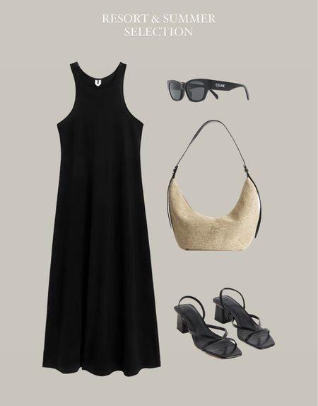 Summer look 🤍 Black dress, straw bag, celine sunglasses 

Inspo resort look, #arket #hm #celine

#LTKstyletip #LTKeurope #LTKsalealert