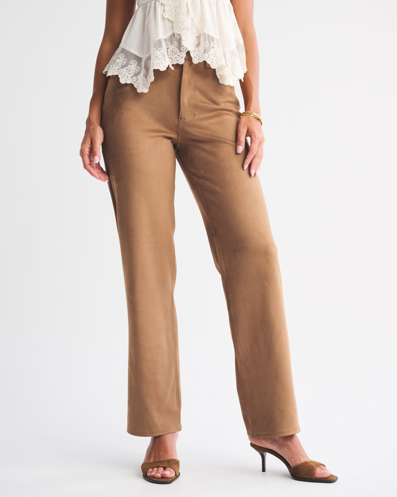 Curve Love High Rise 90s Relaxed Vegan Suede Pant | Abercrombie & Fitch (US)