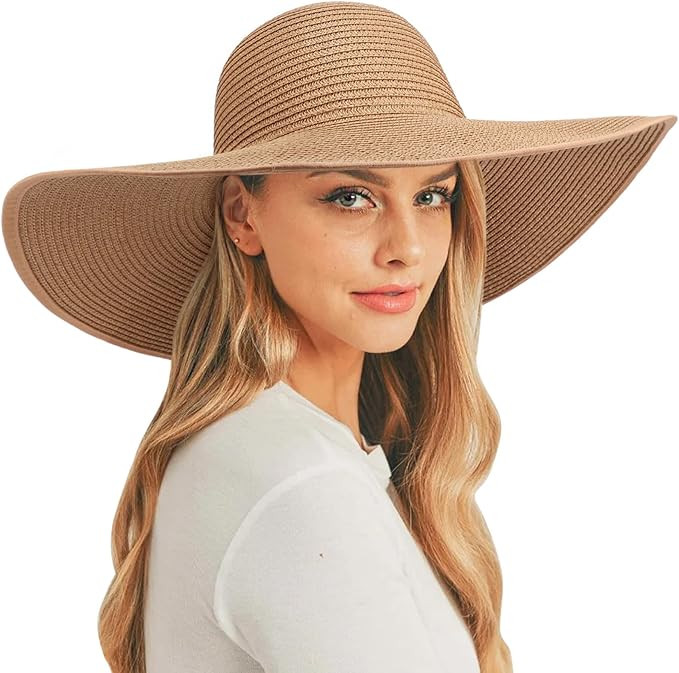 DRESHOW Big Straw Sun Hats for Women Floppy Foldable Roll up Beach Cap Sun Hat UPF 50+ Vacation H... | Amazon (US)
