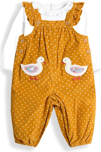 JOJO MAMAN BEBE Cotton Top & Duck Appliqué Corduroy Overalls Set | Nordstrom | Nordstrom