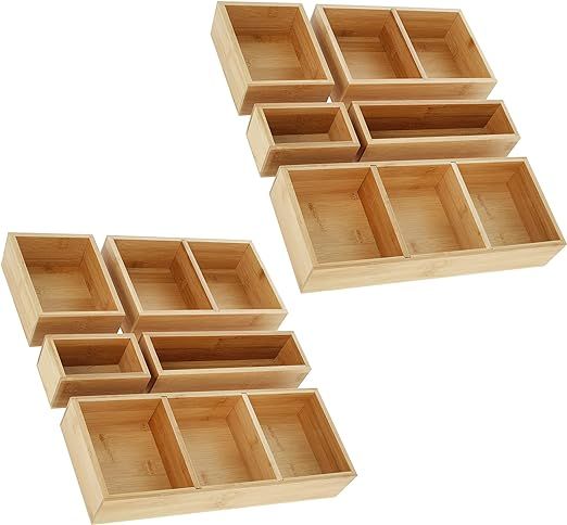 CreekView Home Emporium Bamboo Drawer Organizer Set - 10pc Drawer Dividers for Use as Junk Drawer... | Amazon (US)