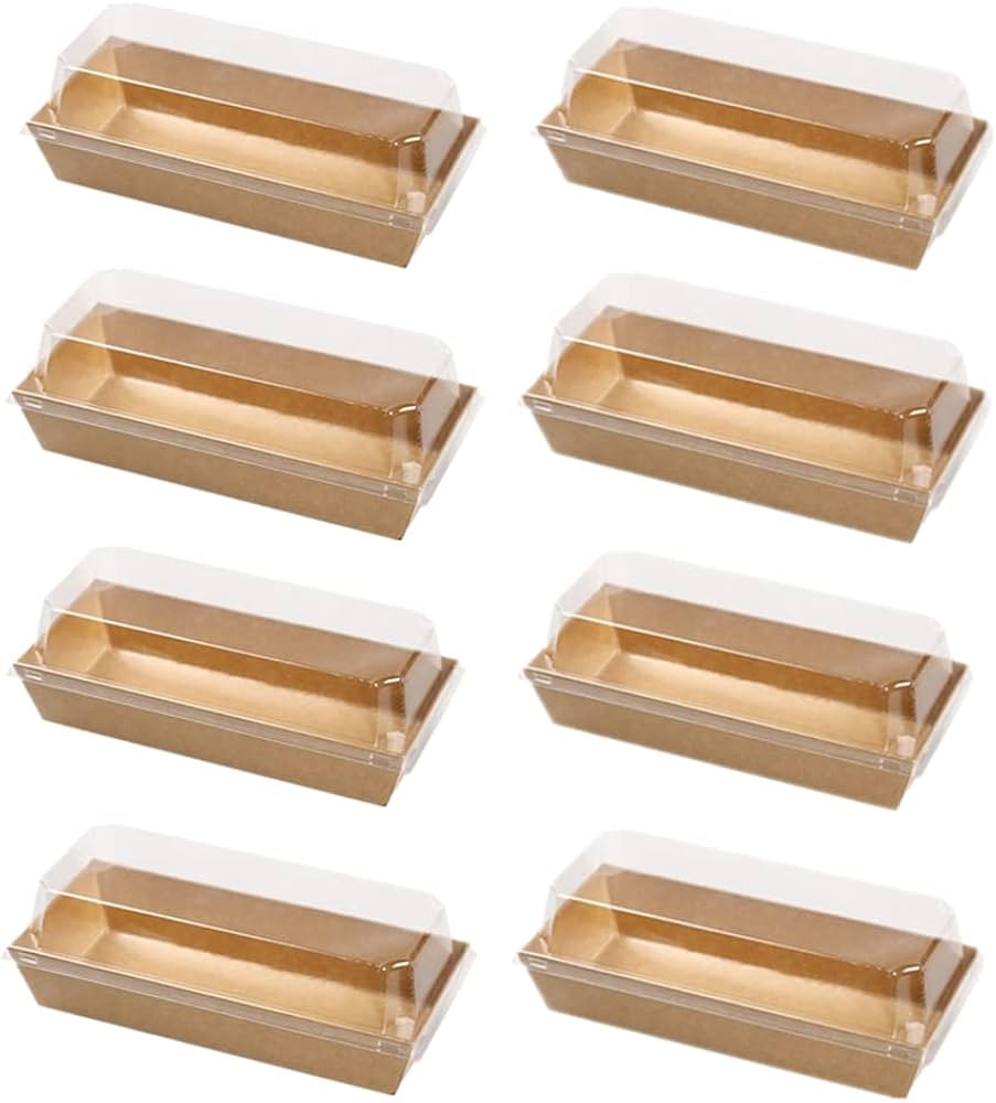 Hewnda 20 Pack paper cake box sushi small pastry Clear Lid Plastic Container, kraft paper box wit... | Amazon (US)