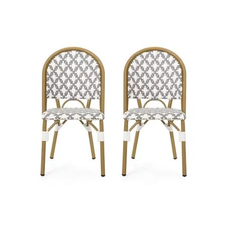 Brandon Outdoor French Bistro Chair, Set of 2, Gray, White, Bamboo Finish | Walmart (US)