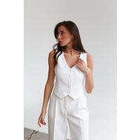 White Top. Women's White Vest. Classic Vest For Matching Suit. Wedding Guest' Suit Vest. Off Milky Vest Women | Etsy (US)