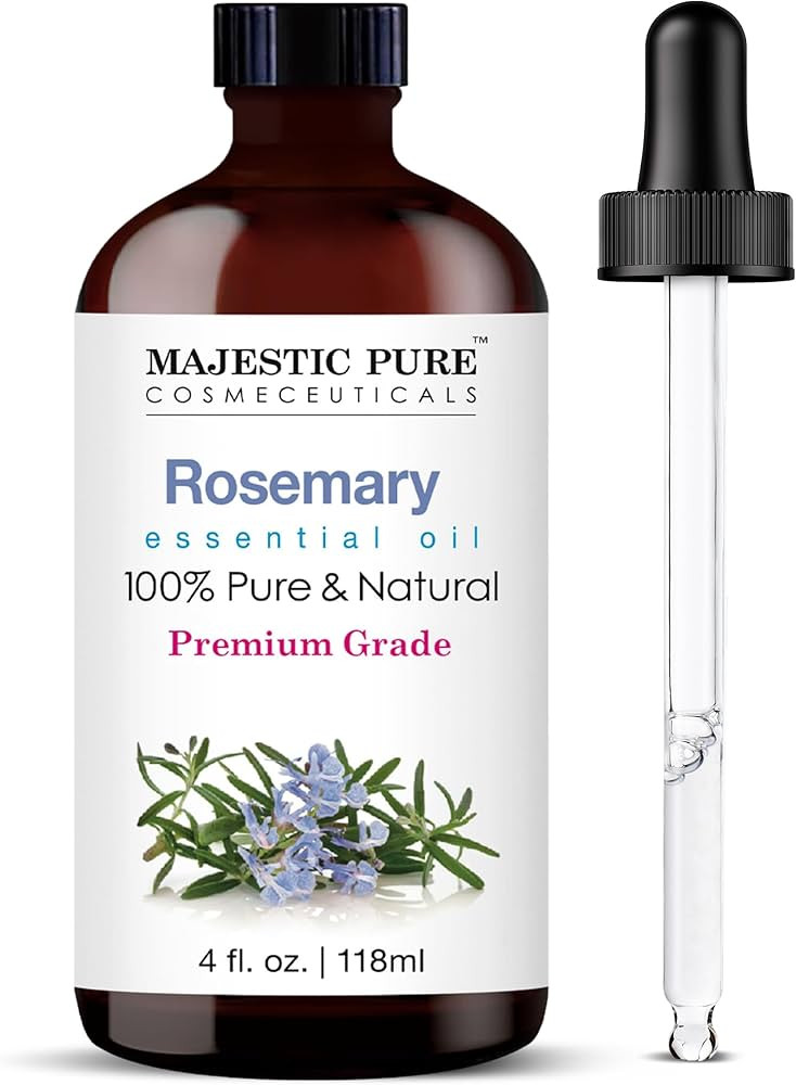 Majestic Pure Rosemary Essential Oil with Glass Dropper - Huge 4 Fl Oz - 100% Pure and Natural Ro... | Amazon (US)