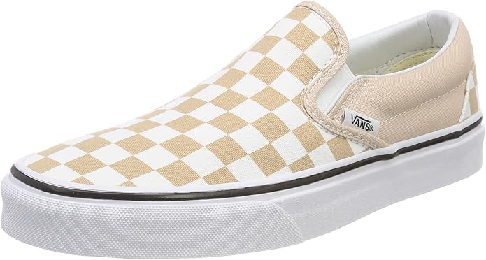 Vans Unisex Adults' Classic Slip on Trainers, Beige ((Checkerboard) Frappe/True White Qco), 7.5 U... | Amazon (US)