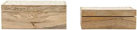 Creative Co-op Handcarved & Whitewashed Mango Wood Boxes (Set of 2 Sizes) Misc Non-Food Storage, ... | Amazon (US)