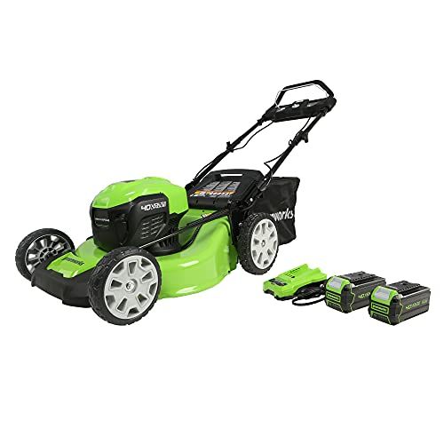 Greenworks 40V 21" Brushless (Smart Pace) Self-Propelled Lawn Mower, 2 x 4Ah USB (Power Bank) Bat... | Amazon (US)