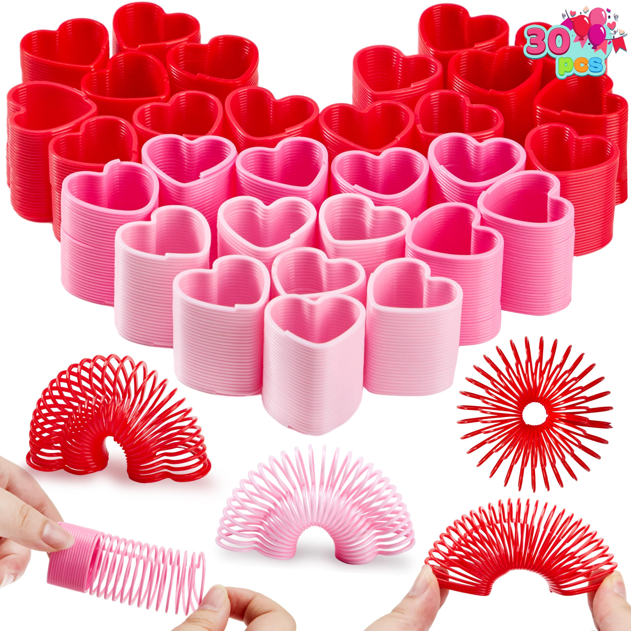 JOYIN 30 Packs Valentine’s Day Party Favors with Mini Springs Toys, Multi-Color Heart Coil Spri... | Amazon (US)