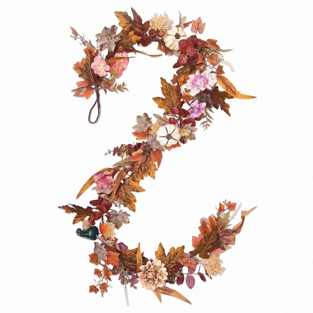 70.9" Artificial Fall Maple Leaf Garland with Pumpkin & Floral Accents, Autumn Harvest Foliage Vine for Mantel, Staircase & Thanksgiving Decor | Wayfair North America