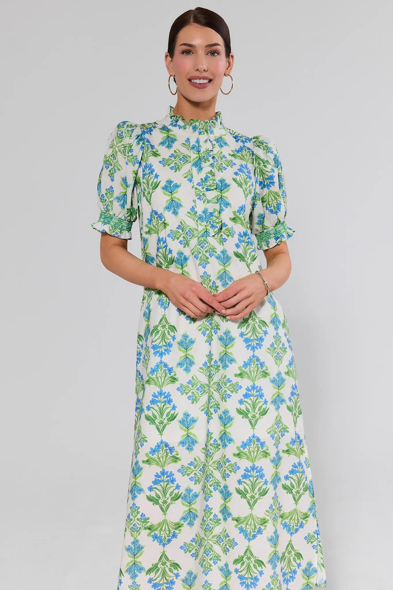 Elena White Floral Print Midi Dress | Avara