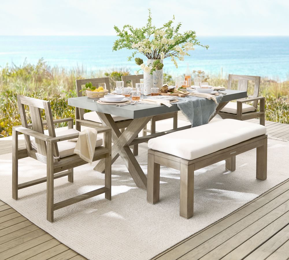 Abbott Rectangular Dining Table + Indio FSC® Eucalyptus Bench & Armchair Dining Set | Pottery Barn (US)