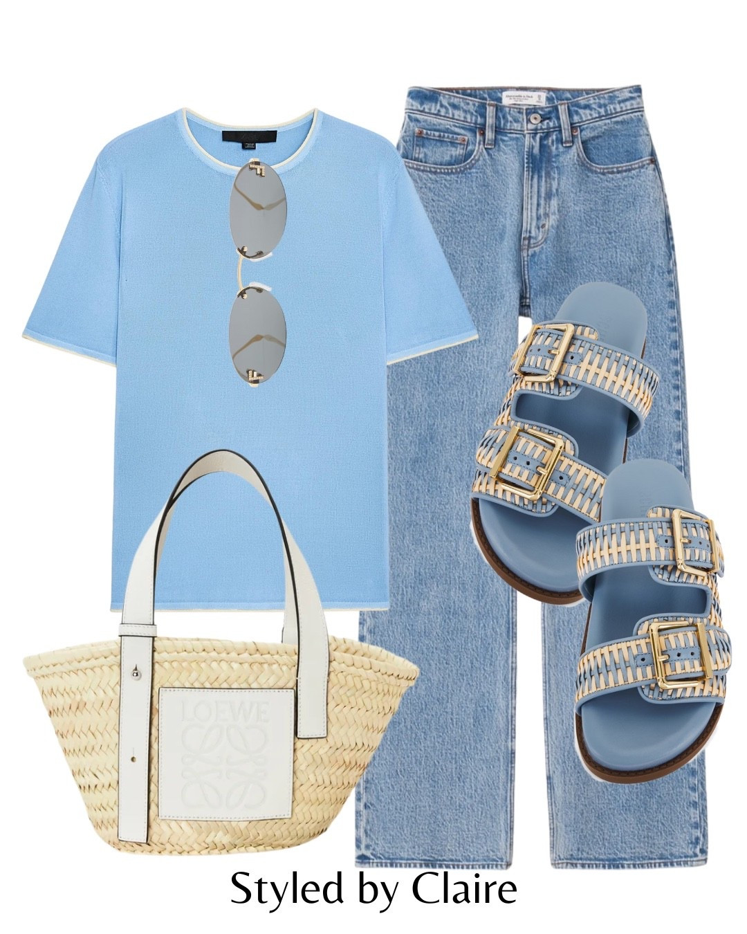 Powder blue casual outfit🦋
Tags: Zara tshirt knit white lining Abercrombie curve love jeans revolve Naomi sandals raffia Loewe tote bag sunglasses fashion summer inspo ideas city break street style holiday vacation capsule wardrobee

#LTKstyletip #LTKsummer