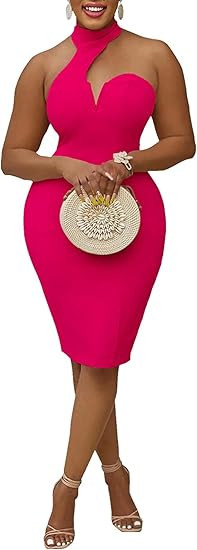 Women's Sexy Halter Backless Bodycon Dress High Neck Sleeveless Midi Club Dress | Amazon (US)