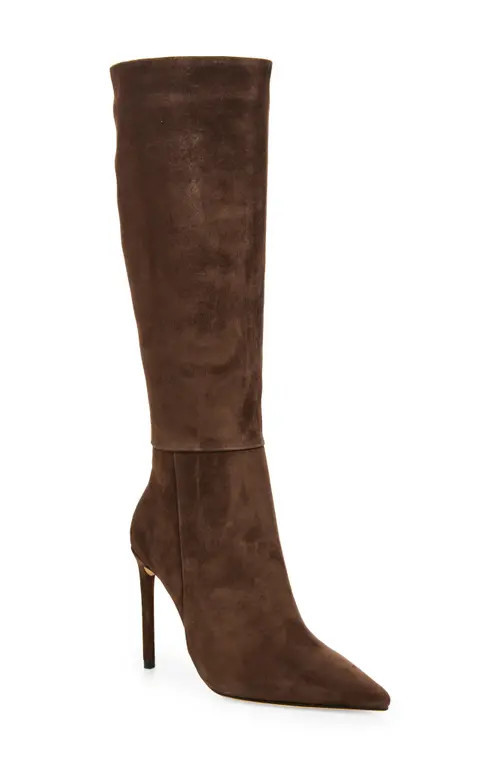 Tony Bianco Apollo Pointed Toe Knee High Boot in Espresso Suede at Nordstrom, Size 9.5 | Nordstrom
