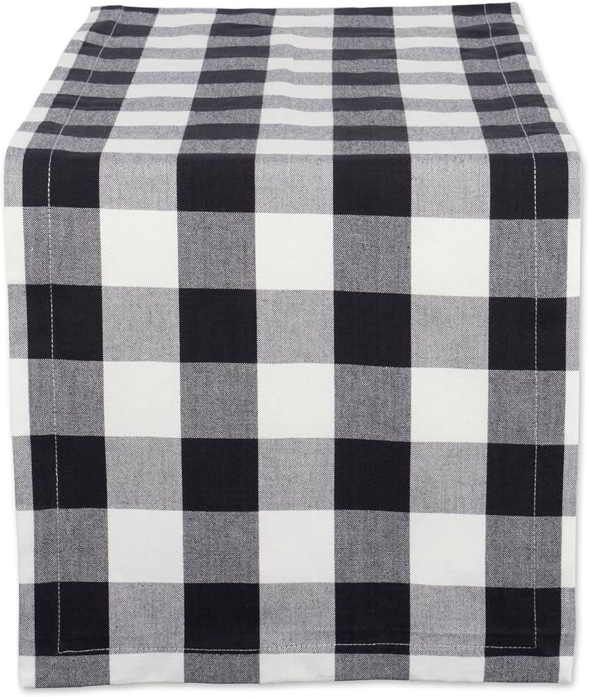 DII Buffalo Check Collection, Classic Farmhouse Table Runner, 14x72, Black & White | Amazon (US)