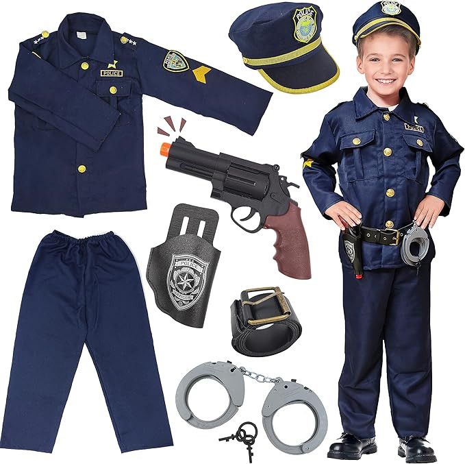 Police Officer Costume for Kids, Police Costume Dress Up Set with Accessories, Halloween Costumes... | Amazon (US)