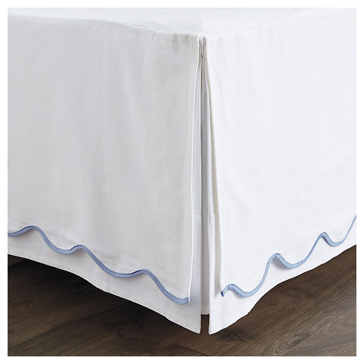 Emma Scalloped Bedskirt & Corner Pleats in 100% Cotton Twill with 15' Drop | Ballard Designs, Inc.