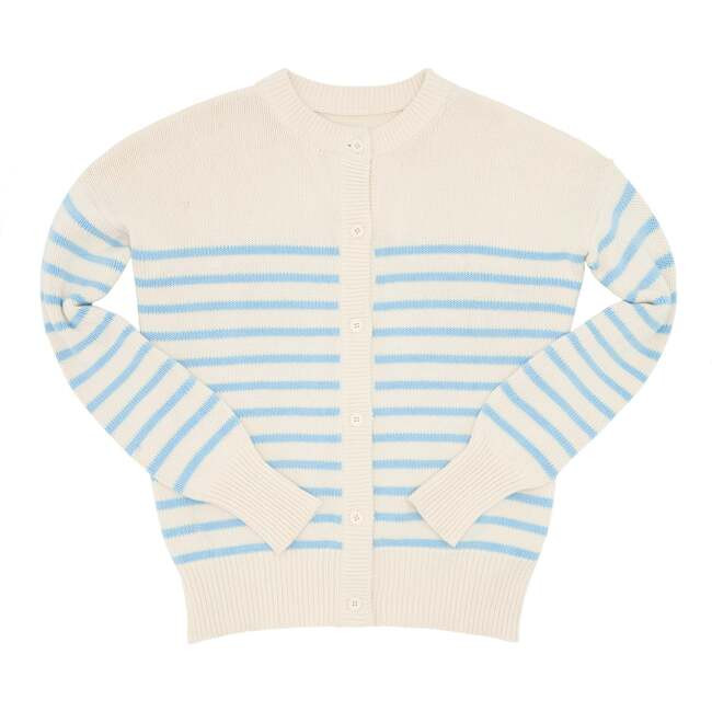 Women's Peri Stripe Cardigan, Cream And Blue | Maisonette