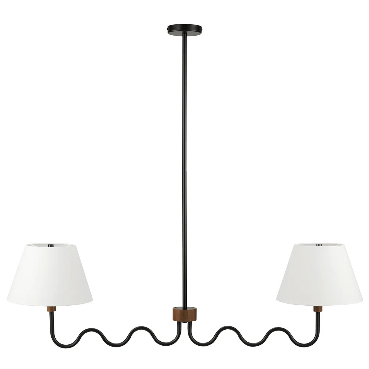Modway Sunlit Squiggle 2-Arm Pendant Light In Walnut Black | Wayfair | Wayfair North America
