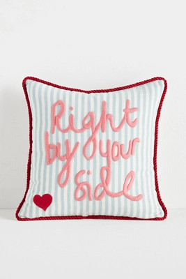 L&Clay Cotton Embroidered Text Pillow | Anthropologie (US)