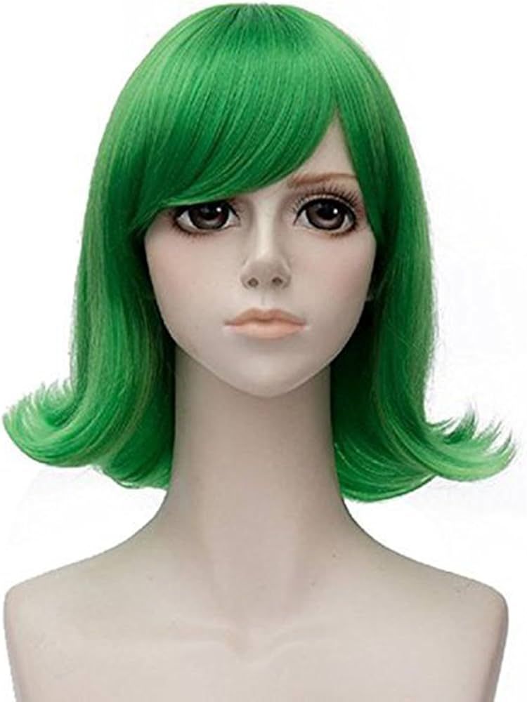 ANOGOL Hair Cap+Short Green Wavy Cosplay Wig Green Hair Costume Halloween Wigs For Women Girls Me... | Amazon (US)