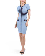 Short Sleeve Chevron Knit Mini Dress | TJ Maxx