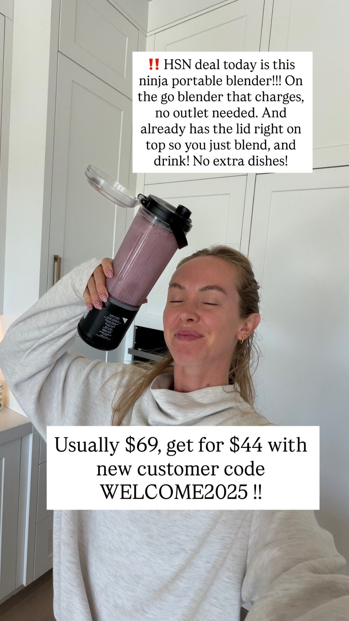 Get my ninja portable blender for $44 with new customer code WELCOME2025 !! Typically $69!! @hsn @ninjakitchen #lovehsn #hsninfluencer #ad 

#LTKSeasonal #LTKFindsUnder50 #LTKHome