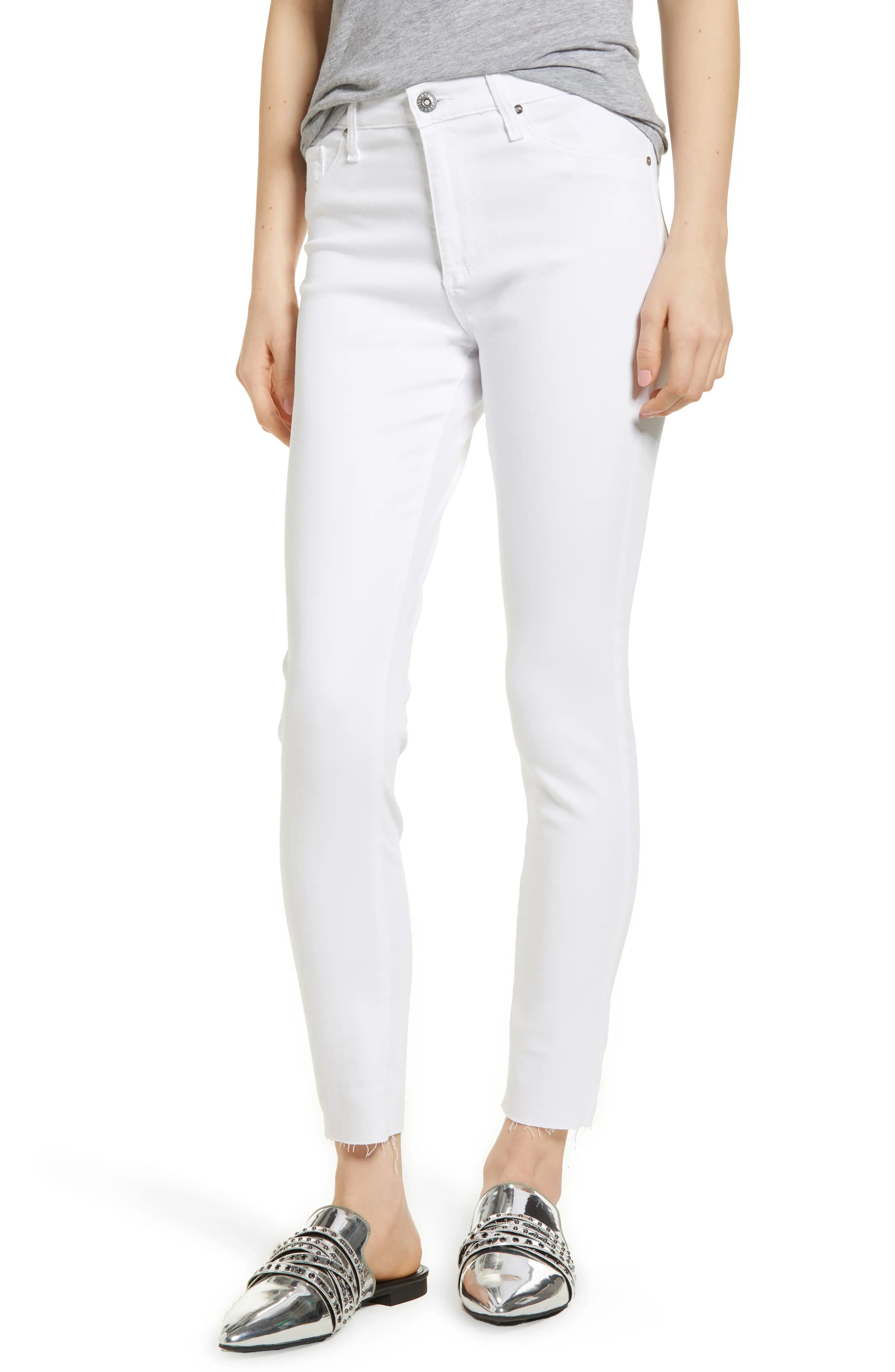 AG The Farrah High Waist Raw Hem Ankle Skinny Jeans | Nordstrom