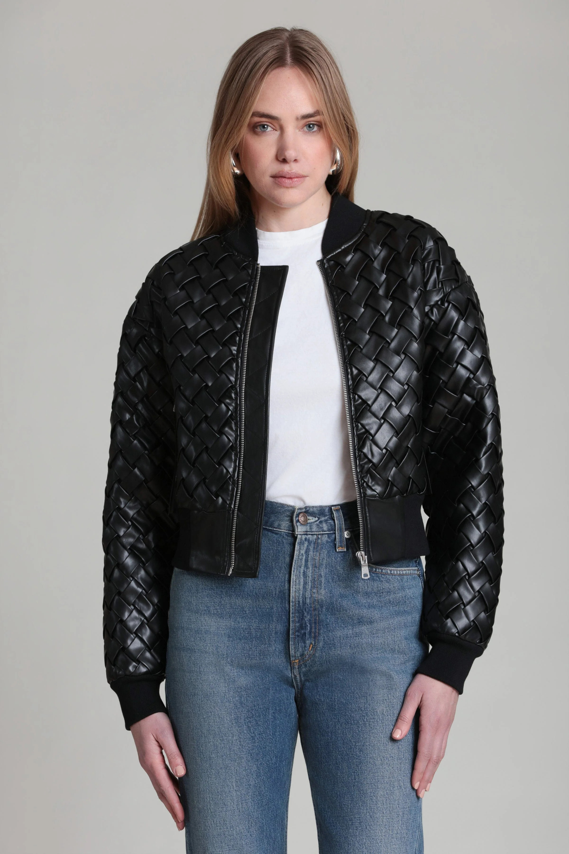 Woven Faux-Ever Leather™ Bomber Jacket | Avec Les Filles