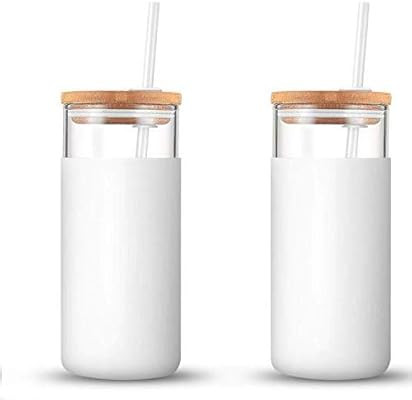 Tronco 24oz Glass Tumbler Glass Water Bottle Straw Silicone Protective Sleeve Bamboo Lid - BPA Fr... | Amazon (US)