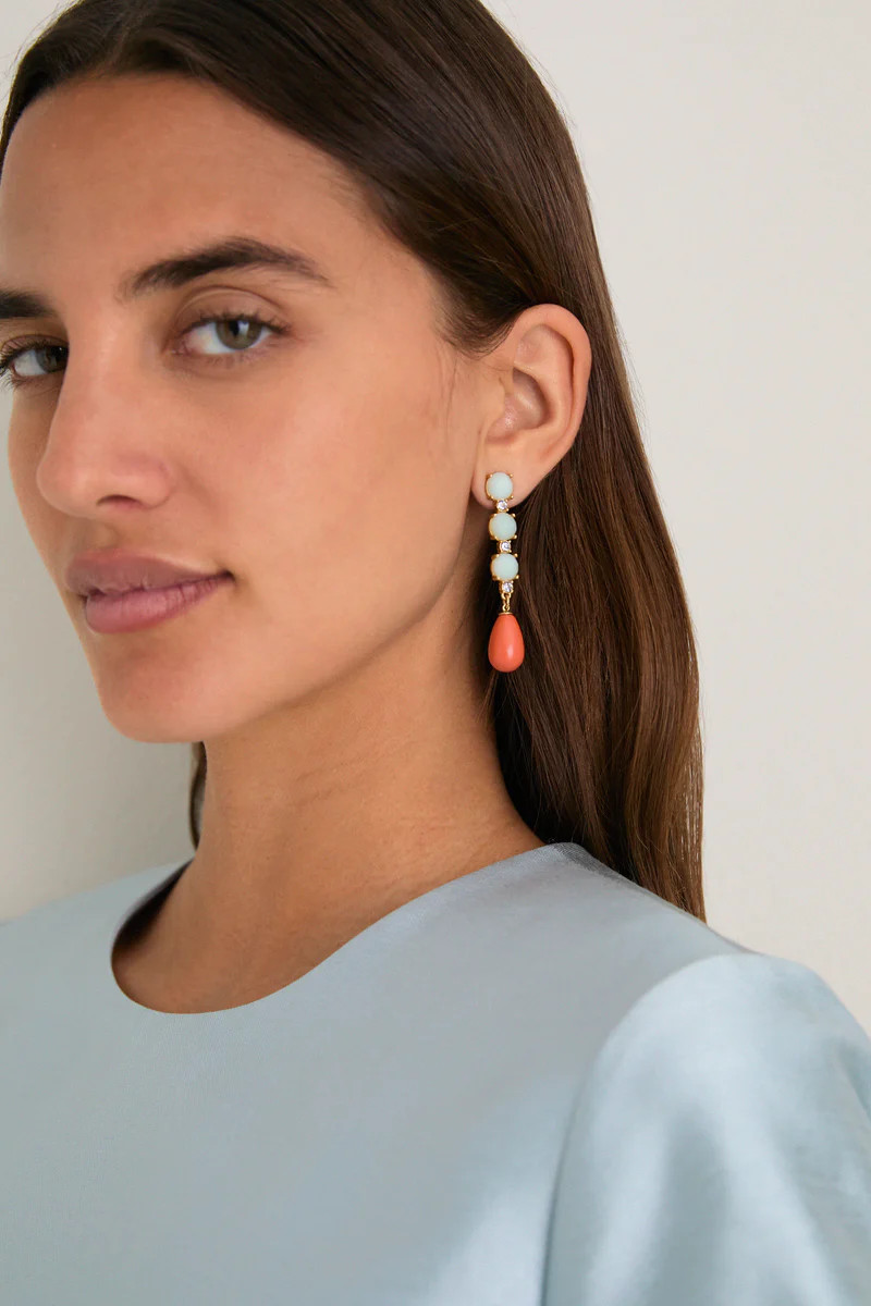 Turquoise and Orange Drop Julie Earrings | Tuckernuck (US)