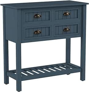 Decor therapy Bailey Bead Board 4-Drawer Console Table, 14 x 32 x 32 in, Antique Navy | Amazon (US)