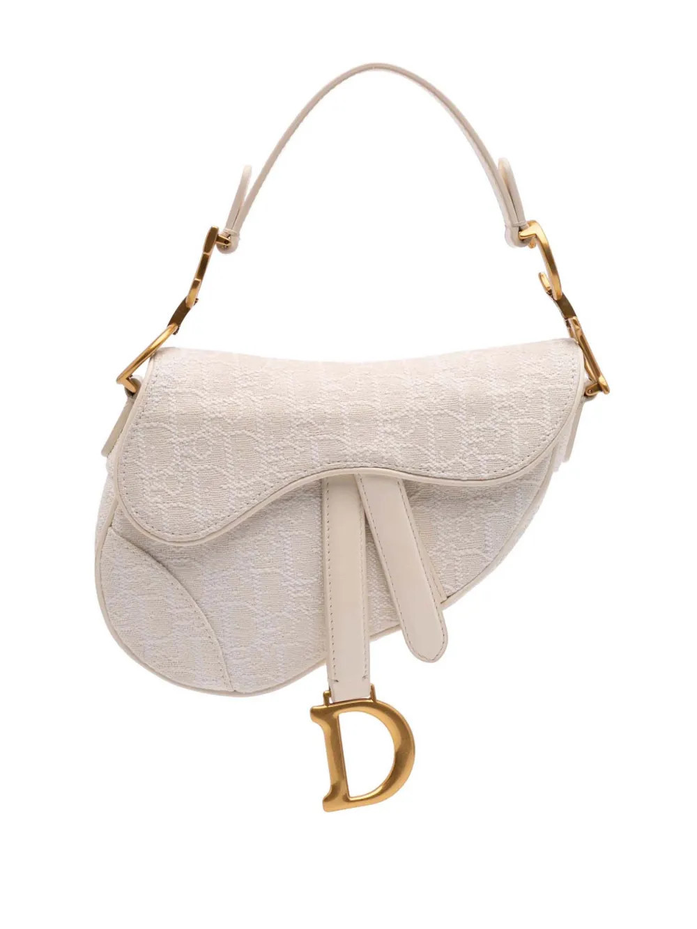 Christian Dior Pre-Owned 2020 Mini Oblique Canvas Saddle Bag satchel - White | Farfetch Global